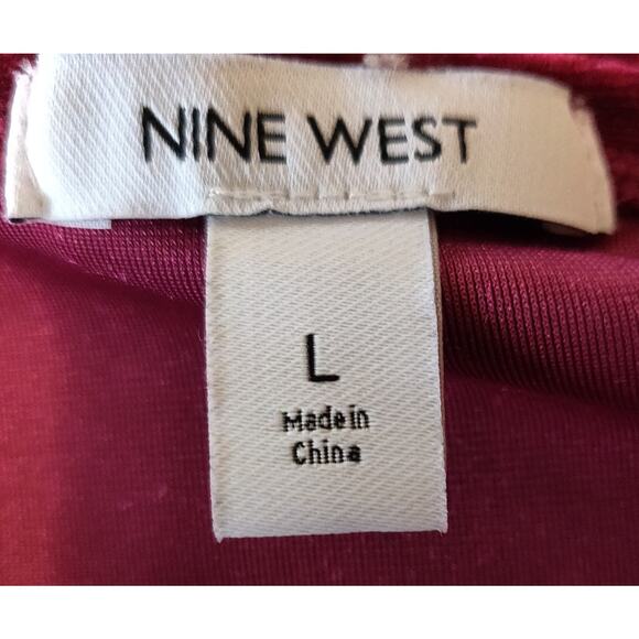 Nine West Velvet Mini Dress Burgundy Velour LARGE Comfort Wear Leisure Party - Picture 8 of 16